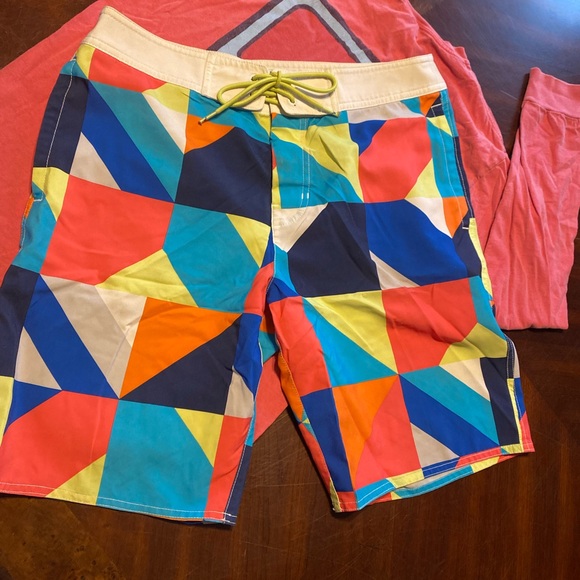 American Eagle Outfitters Other - Red and Blue Flat Front Swim Shorts